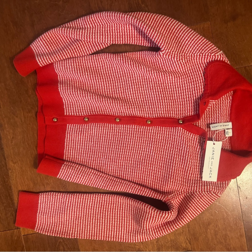 Janie and Jack Red and White Striped Sweater